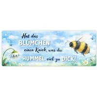 speecheese Metallschild Hummel zu dick Gänseblümchen Aquarell Metallschild mit Spruch