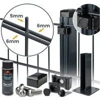 Roysson Doppelstabmattenzaun Doppelstabmattenzaun Komplettset Stabmattenzaun + Fußplatte (1430mm)