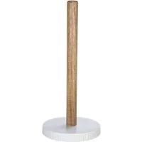 SCHÖNER WOHNEN-Kollektion Küchenrollenhalter REFIA, (1-St), Küchenrollenhalter aus weißem Keramik und Akazienholz