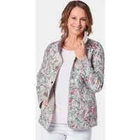 GOLDNER Steppjacke Kurzgröße: Stilvolle Steppjacke, florales Design Zweiseitige Printjacke mit Stehkragen, Knöpfen, Taschen und Langarm