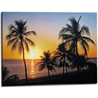 HAC24 LED-Bild LED Leinwand Strand Beleuchtet Wandbild Leuchtbild Leucht Strandbild, Sonnuntergang (1 St), 30x40 cm, Batteriebetrieben