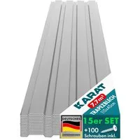 Karat Trapezblech Dachblech 7,7m² inkl Schrauben, Wandblech verzinkt, Profilblech, Blech verzinkt, 1150x450x0,25 mm (Spar-Set 15-St. 115x45 cm) wetterfest für Carport & Gartenhaus, verschiedene Farben