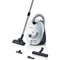 SIEMENS Bodenstaubsauger VS06WH1T, Made in Germany, Hygiene-Filter, kompakt, leicht, 850 W, mit Beutel, hohe Saugkraft, spezielle Hartbodendüse, integriertes Zubehör, weiß