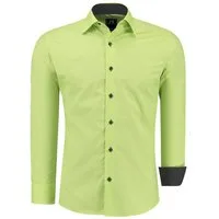 J'S FASHION Businesshemd JS12105 Slim Fit Langarm Herren Hemd mit farblich abgesetzten Elementen, Langarm Kentkragen Uni