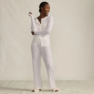 Gemustertes Pyjama-Set für Damen, Damen, size: regular, Pink, Polyester/Viskose/Polyester-Mischung, by Lands' End