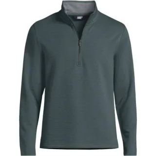 Herringbone-Pullover mit Reißverschluss für Herren, Herren, size: regular, Grün, Baumwoll-Mischung/Polyester-Mischung, by Lands' End
