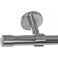 BASIT Gardinenstange Edelstahloptik 20mm mit Deckenträgern 120 cm E30, Ø 20 mm, 1-läufig, verschraubt, Metall, D31 120 cm E30 Kappe