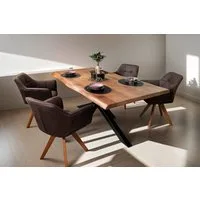 SAM® Baumkantentisch Salsa, Akazienholz, nussbaumfarben, Baumkante, Metallgestell Spider-Form