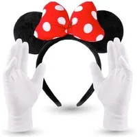Kostümheld® Kostüm 1x 2 in 1 Minnie Mouse Set Ohren & Handschuhen Disney Mickey Mouse, Einheitsgröße