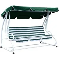 DEGAMO Hollywoodschaukel MIAMI, 4-Sitzer, 1 tlg., 4-sitzer 228cm, Liegefunktion, Gestell weiss, Bezüge weiss/grün