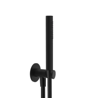 Herzbach Deep Black Brause-Wannenset 23.620222.2.12 schwarz matt, Stabhandbrause Messing