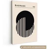 OneMillionCanvasses® Leinwandbild Bauhaus - Retro - Schwarz - Weiß - Abstrakt, Fotodruck (1 St), Leinwand Canvas Wandbild, Wanddekoration 20x30 cm