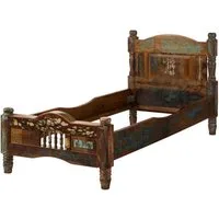 Massivmoebel24 Massivholzbett FABLE (Bett Altholz 100x200x100 mehrfarbig lackiert FABLE #19), Bett Altholz 100x200x100 mehrfarbig lackiert FABLE #19