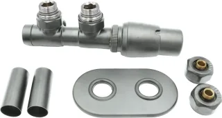 Neuesbad Serie 600 Thermostat-Set für Heizkörper, rechts, Edelstahl matt, PEX NB1DEAGIFZP11