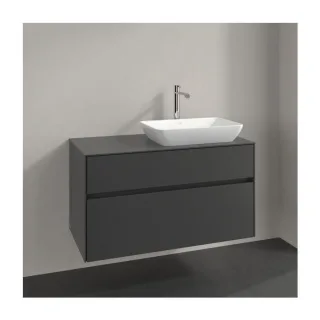 Villeroy und Boch Collaro Waschtischunterschrank C111B0AB 100x54,8x50cm, Waschtisch rechts, LED-Beleuchtung 7,3 W, black oak