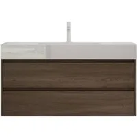 doporro Badmöbel-Set Waschtisch mit Unterschrank 120cm Soft-Close zwei Auszüge Deep, Holzbeschichtung, E1-Platte, Schubladen mit großem Stauraum
