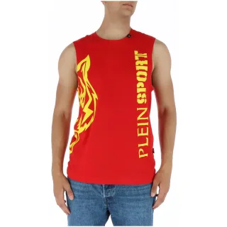 Rotes ärmelloses T-Shirt mit Grafik