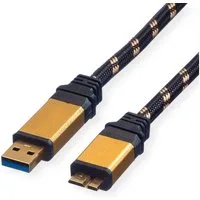 ROLINE GOLD USB 3.2 Gen 1 Kabel, USB A - Micro B, ST/ST USB-Kabel, USB 3 Typ A Männlich (Stecker), USB 3 Typ Micro B Männlich (Stecker) (80.0 cm)