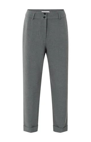 Yaya - Anliegende Hose mit hohem Bund grau - Gr. - 42
