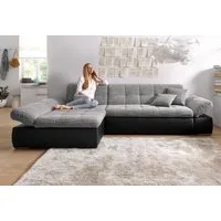 DOMO collection Ecksofa MORIC 300x172 cm, XXL-Sofa mit viel Platz, L-Form, auch in Cord, wahlweise mit Bettfunktion und Armteilverstellung. Schwarz-weiß-grau