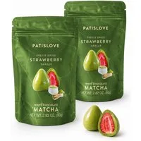 PATISLOVE Schokolade Matcha Erdbeer-Dragees gefriergetrocknet 80 g süßer Snack, 1 x 80 g, mit gefriergetrockneter Erdbeere, mit Matcha