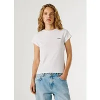 Pepe Jeans T-Shirt MERIDA aus elastischem Rippstoff, Rundhalsform