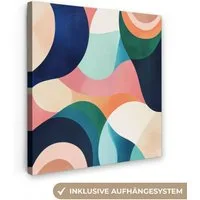 OneMillionCanvasses® Leinwandbild Abstrakt - Blau - Rosa, Fotodruck (1 St), Wandbild, Deko Schlafzimmer Wohnzimmer Flur 20x20 cm