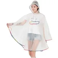 MOPUEA Regenmantel Transparenter Damen-Regenponcho, transparenter Poncho (für Camping Wandern Draussen und Täglicher Gebrauch, 1-tlg., Regenmantel für Erwachsene, regencape damen) mit Kordelzug Kapuze EVA Wiederverwendbarer Tragbarer Regencape