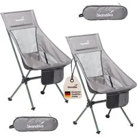 Skandika Campingstuhl 2er-Set Compact, Klappstuhl, Gartenstuhl, Faltstuhl, Outdoor, Balkon (Organizer-Tasche, Cool-Mesh-Einsätze, Kunststofffüße mit Schutztellern), bis 150 kg, klein, leicht, Anglerstuhl, stabil, gepolstert, Camping