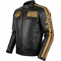 MDM Lederjacke Herren Biker Leder Jacke Freizeit Motorrad Lederjacke mit Protektoren Klassischer Highway-Look mit Protektoren