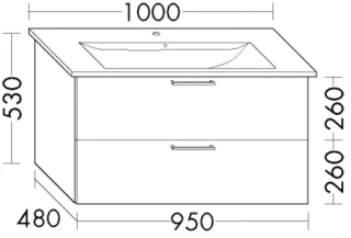 Burgbad Waschtischunterschrank Sys30 PG4 Sana 520x950x480 Dunkelgrau Hochglanz, WVBR095F3365 WVBR095F3365