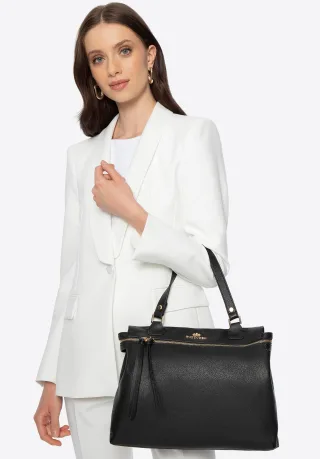 Wittchen Damen-Etui aus Naturleder, schwarz und gold