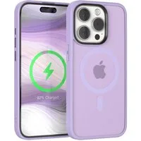 EAZY CASE Handyhülle Outdoor Case MagSafe Matt für Apple iPhone 15 Pro 6,1 Zoll, Bumper Hülle Outdoor Case Silikonhülle Back Cover Etui Dünn Matt Lila
