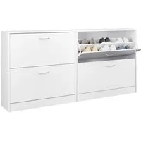 Homfa Schuhschrank mit 2/3 Klappen Schuhregal (2-St) Schuhkipper weiß 2 Türen/3Türen 80/100 x 80 x 23.5cm