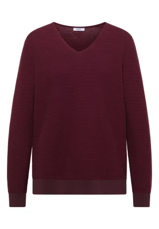 CECIL - Pullover im Two-Tone-Look mit V-Neck berry red - Gr. - L