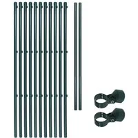 ESTEXO Zaunpfosten Zaunpfahl 11x Pfosten Set 2,35 m für Gartenzaun 34 mm Grün RAL 6005
