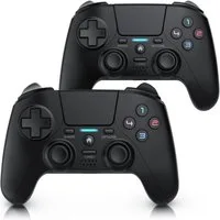 CSL Wireless Gamepad für PS4 & PC, Dual Vibration, Touchpad, Lautsprecher PlayStation 4-Controller (Spar-Set, 2 St., für Playstation 4 Pro / Slim, Lichtleiste Bluetooth, Headset Anschluss)