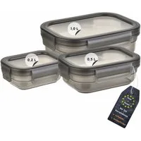 Engelland Frischhaltedose 3er Set Aufbewahrungsdosen mit Deckel, Vorratsdose, Frischhaltedose, Kunststoff/Silikon, (Vorteils-Set, 3-tlg., 0,2 L / 0,5 L / 1,0 L), luftdicht, auslaufsicher, stapelbar, BPA-frei, verschiedene Größen