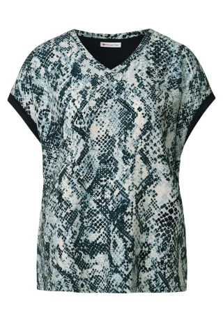 Street One - V-Neck Shirt mit Snake Print arona blue - Gr. - 38