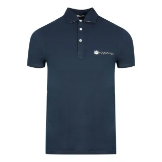 Aquascutum Aldis Crest Block Logo Marineblau Poloshirt