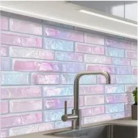 KitchenYeah Küchenrückwand Muster selbstklebend (keine Folie) Rosa - Perle - Glanz - Wand, (1-tlg), Spritzschutz, Küche, Rückwand, Küchenwand, Küchenfront, 30x20 cm