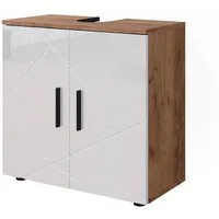 Vicco Waschbeckenunterschrank Irma, Eiche/Weiß Hochglanz, 60 x 59 cm (1-St)