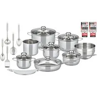 Elo Basic Topf-Set Prima Tavola Edelstahl Topfset 20-teilig, Edelstahl 201 (Set, 20-tlg), Volumenskala