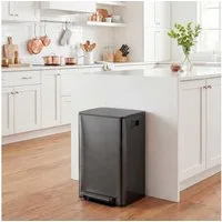 HOMCOM Mülltrennsystem Treteimer mit Softclose-Deckel, 2 Fächer, Soft-Close, Fingerabdruckfrei