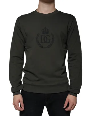 Krone-Logo Sweatshirt Olivgrün