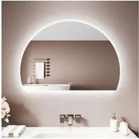 SONNI Badspiegel LED Halbrund Spiegel mit Beleuchtung 100 x 70 cm, mit Touch-Schalter, 3 Dimmbare Lichtfarben, Anti-Beschlag