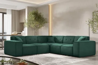 Ecksofa Designersofa CESINA in Stoff Opera Velvet Grün Seite Universal
