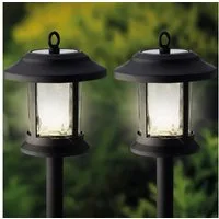 MARELIDA LED Solarleuchte LED Solar Gartenleuchte 3in1 Laterne/Hängeleuchte/Wegleuchte 2er Set, LED Classic, warmweiß (2100K bis 3000K)