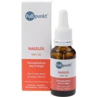Fußpunkt Nagelpflegeöl Fußpunkt Nagelöl 20ml Spezialpflege für beanspruchte, brüchige Nägel, 1-tlg., Verbessert spür- & sichtbar das Erscheinungsbild, mit Bisabolol, Panthenol, Clotrimazol & Weizenkeimöl