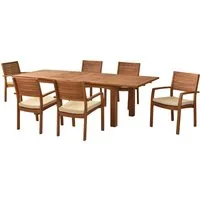 MERXX Garten-Essgruppe »Batavia«, (Set, 13-tlg., Tisch doppelt ausziehbar: 100x 180/220/260x 75 cm), moderne Landhausoptik in warmen Holznuancen